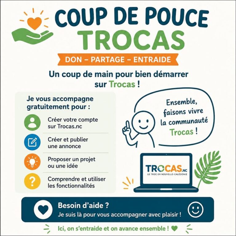 Coup de pouce pour utiliser la plateforme Trocas.nc